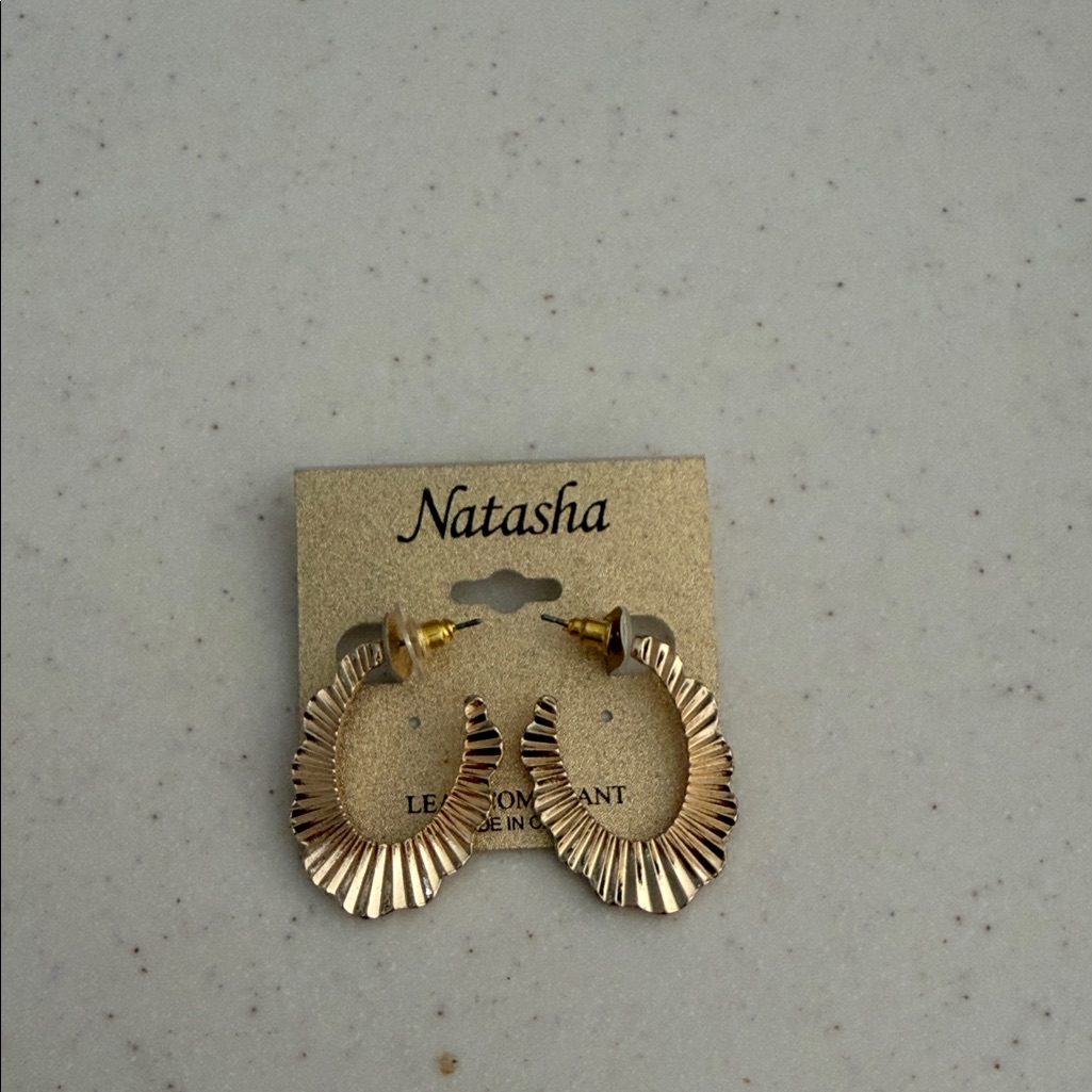 Natasha Couture Gold Textured Earrings 10$